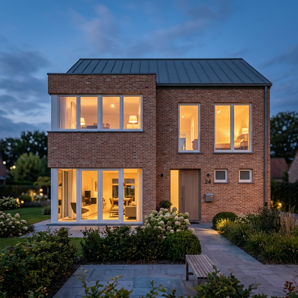 Maison belge avec châssis modernes en PVC et double vitrage